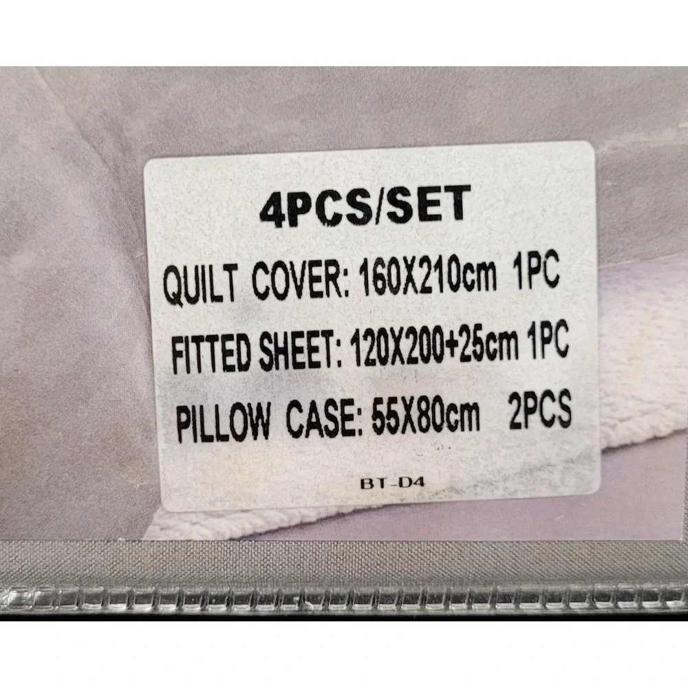 Italian Fashion Single Size Duvet Cover Set 4 Pc Design #BT-D4 Gray